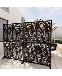 sumyeg Metal Privacy Screen Outdoor Indoor Freestanding Divider with Leaf Shape Design