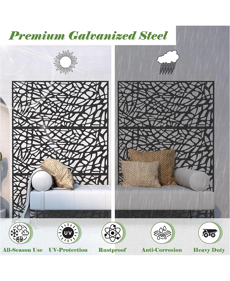 sumyeg Metal Privacy Screen Freestanding Indoor Outdoor Decorative Room Divider with Mesh Design