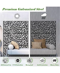 sumyeg Metal Privacy Screen Freestanding Indoor Outdoor Decorative Room Divider with Mesh Design