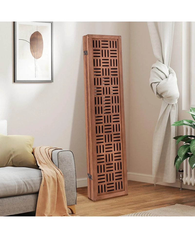 sumyeg 6-Panel Solid Wood Folding Room Divider Partition Stand for Indoor Use