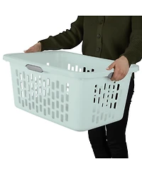 Sterilite Laundry Basket, 2 Bushel Plastic Hamper with Handles, Mint, 6 Pack