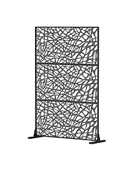 sumyeg Metal and Plastic Privacy Screen Freestanding Indoor Outdoor Room Divider with Mesh Design