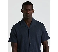 Perry Ellis Men's Short Sleeve Striped Button-Front Camp Shirt