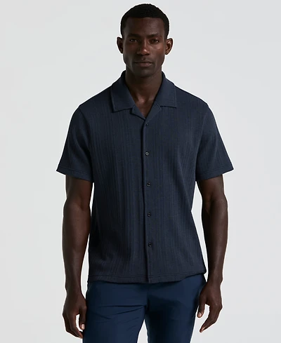 Perry Ellis Men's Short Sleeve Striped Button-Front Camp Shirt