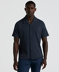 Perry Ellis Men's Short Sleeve Striped Button-Front Camp Shirt