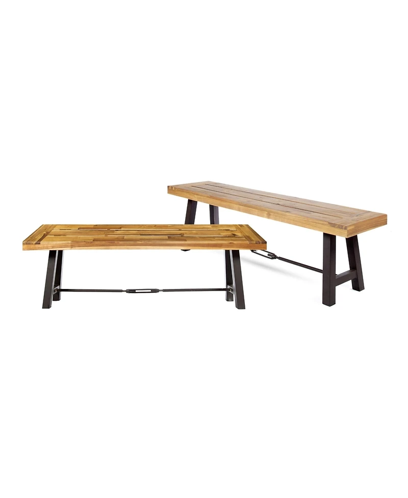 Flynama Classic Slatted Acacia Wood Outdoor Bench
