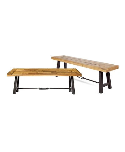 Flynama Classic Slatted Acacia Wood Outdoor Bench