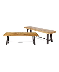 Flynama Classic Slatted Acacia Wood Outdoor Bench