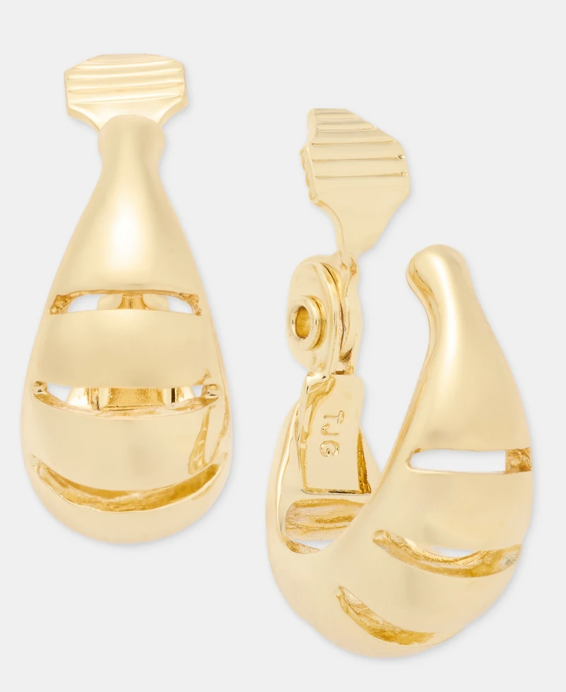 Anne Klein Medium Openwork Clip-On Hoop Earrings, 1.08"