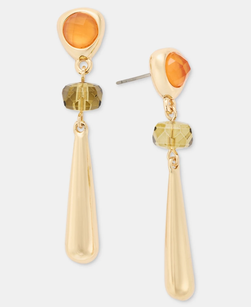 Anne Klein Stone Pebble Linear Drop Earrings