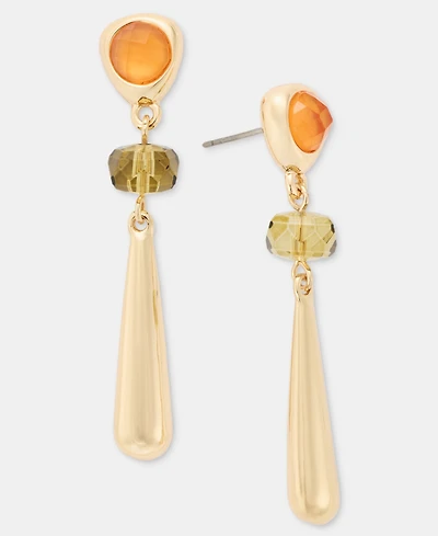 Anne Klein Stone Pebble Linear Drop Earrings