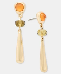 Anne Klein Stone Pebble Linear Drop Earrings