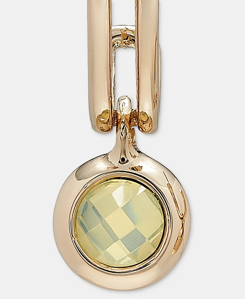 Anne Klein Stone Charm Huggie Hoop Earrings
