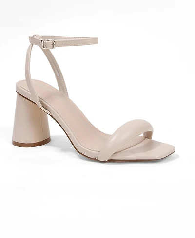 Berness Women's Jasmine Elegant Puffy Strap Block Heel Sandals