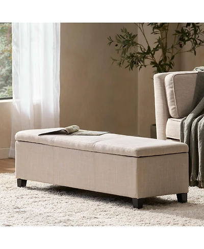Flynama Upholstered Storage Ottoman Bench with Solid Wood Legs