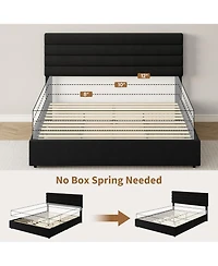 Velvet Bed Frame, Platform with 4 Drawers Tufted Headboard, Upholstered Bed, No Box Spring Needed