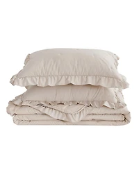 Linery & Co Dot Stitch Ruffled Quilt Set With Shams