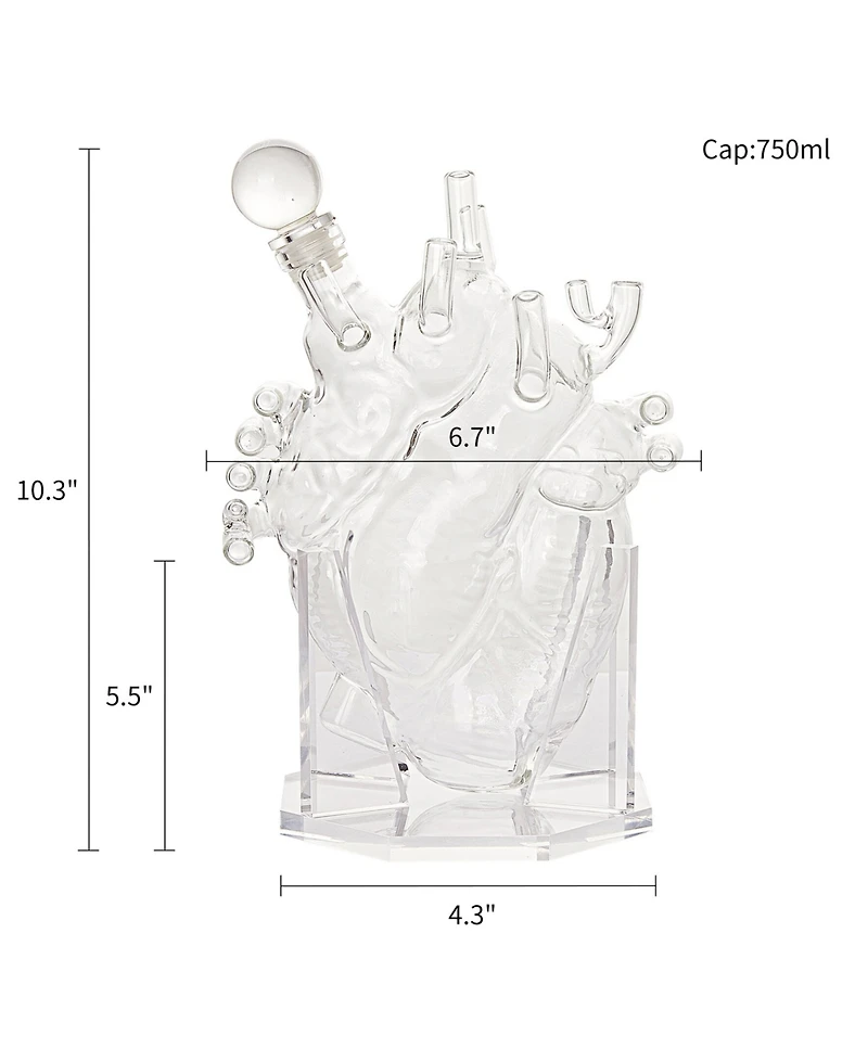 The Wine Savant Heart 25 oz. Wine Decanter Set