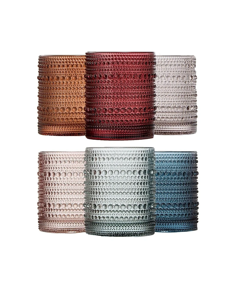 The Wine Savant Vintage Beaded Hobnail Tumbler Glasses, Set of 6