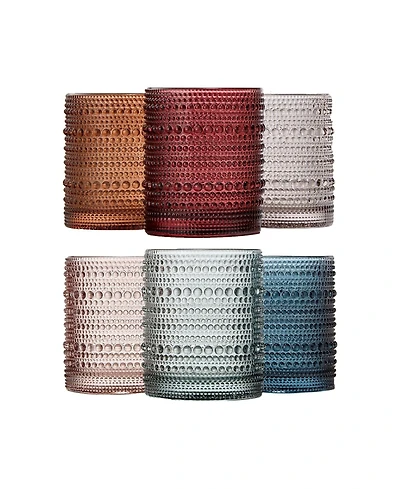 The Wine Savant Vintage Beaded Hobnail Tumbler Glasses, Set of 6