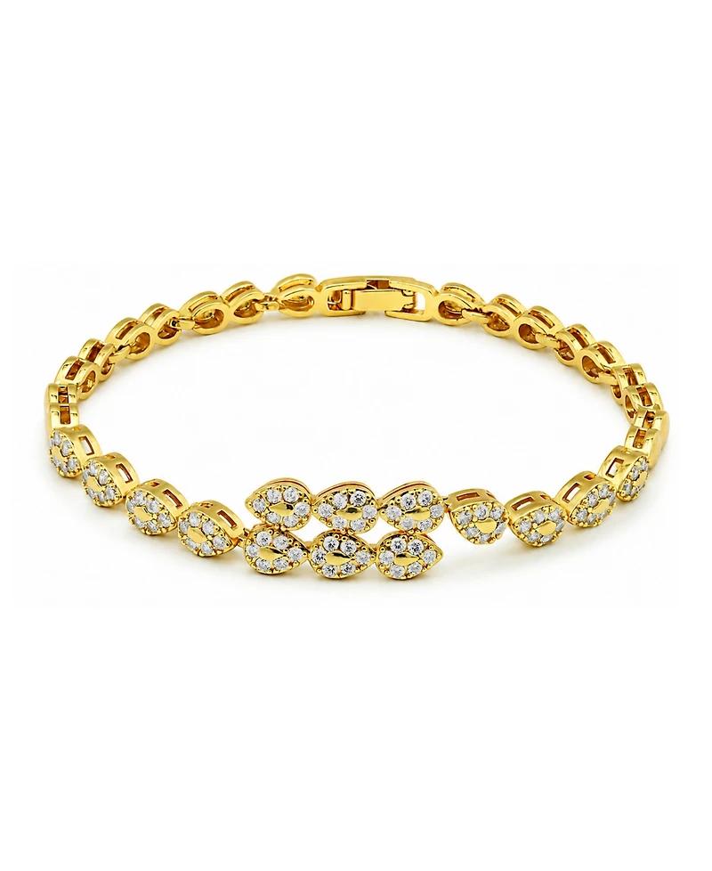 Macy's Pave Cubic Zirconia/Polish Combo Pear Shapes Bypass Bracelet