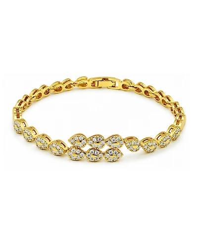 Macy's Pave Cubic Zirconia/Polish Combo Pear Shapes Bypass Bracelet