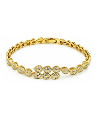 Macy's Pave Cubic Zirconia/Polish Combo Pear Shapes Bypass Bracelet