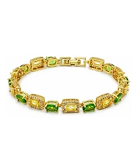 Macy's Peridot Oval and Lemon Yellow Baguette Cubic Zirconia Pave Halo Bracelet