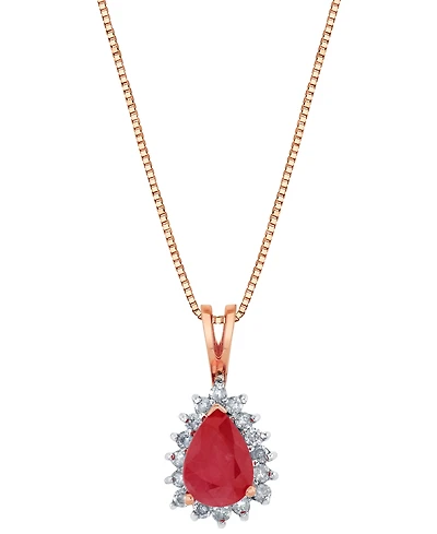 Macy's Ruby (9/10 ct. t.w.) & Diamond (1/6 ct. t.w.) Pendant Necklace in 14k Rose Gold