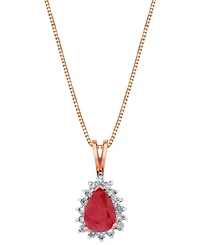 Macy's Ruby (9/10 ct. t.w.) & Diamond (1/6 ct. t.w.) Pendant Necklace in 14k Rose Gold