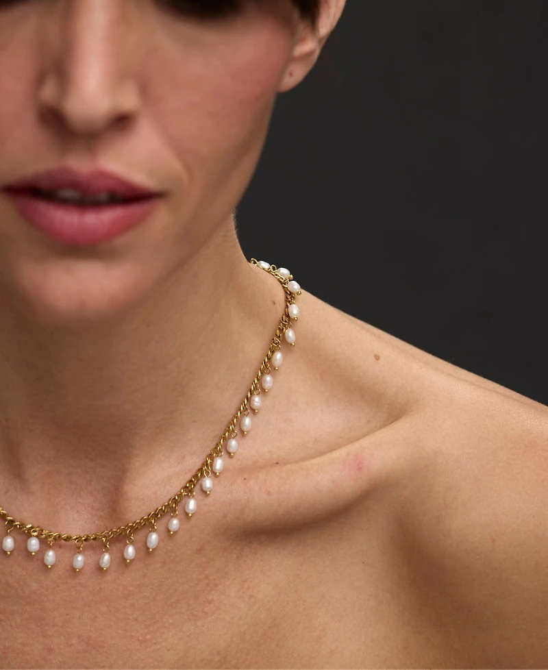 St. Moran Tarnish-Resistant Gold Natural Freshwater Imitation Pearl Mini Vicentina Necklace