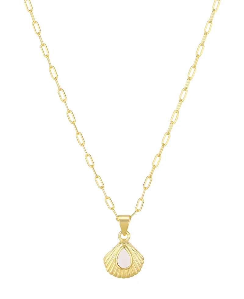 St. Moran Natural Imitation Pearl Shell Paperclip Palm Necklace