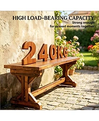 flynama Backless Outdoor Fir Wood Park Bench, 45" Wide