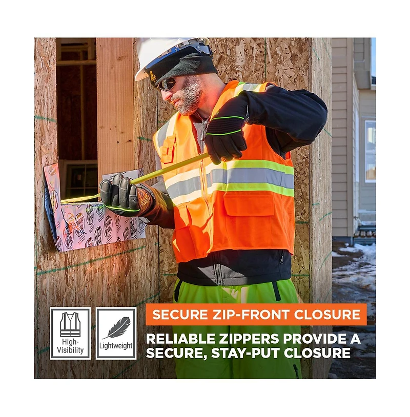 RefrigiWear Men's Hi Vis Orange Safety Work Vest