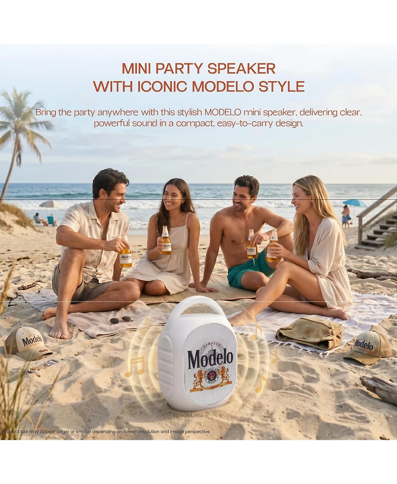 Modelo Mini Party Speaker with Color Changing Led Lights, Fm Radio, Built-in Handle