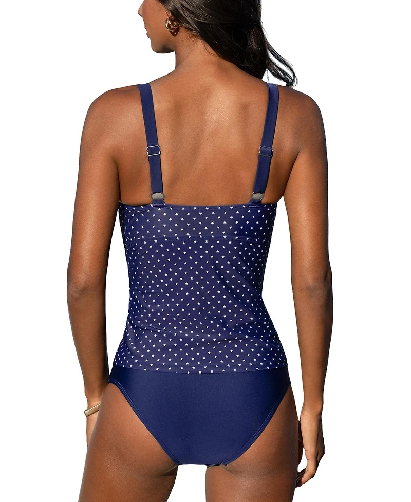 Cupshe Women's Wrapped Tankini Top & Tropical Mid-Rise Bottoms Set