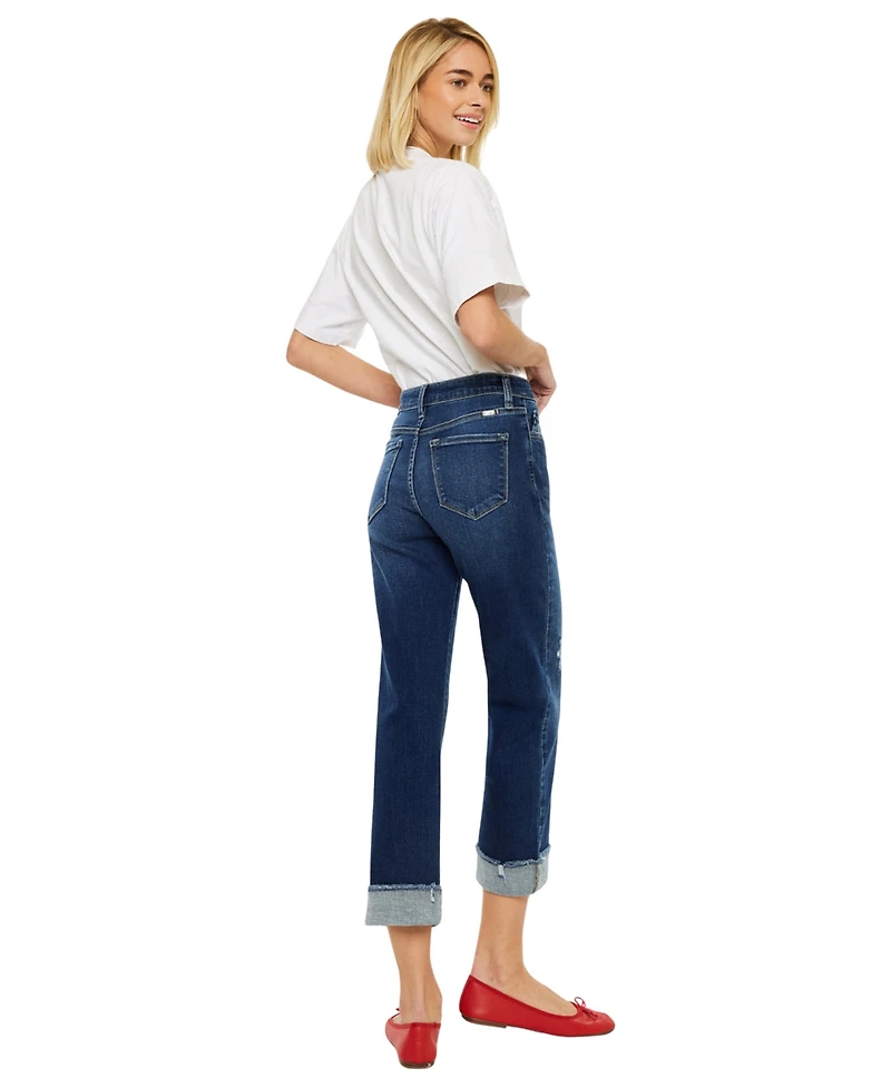 KanCan Women's High Rise Cropped Straight-Leg Jeans