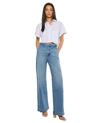 KanCan Women's Marnie Ultra High Rise Wide Leg Trouser Jeans