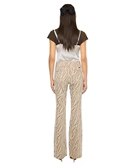 KanCan Women's Usa Juniors' High Rise Zebra Print Flare Jeans