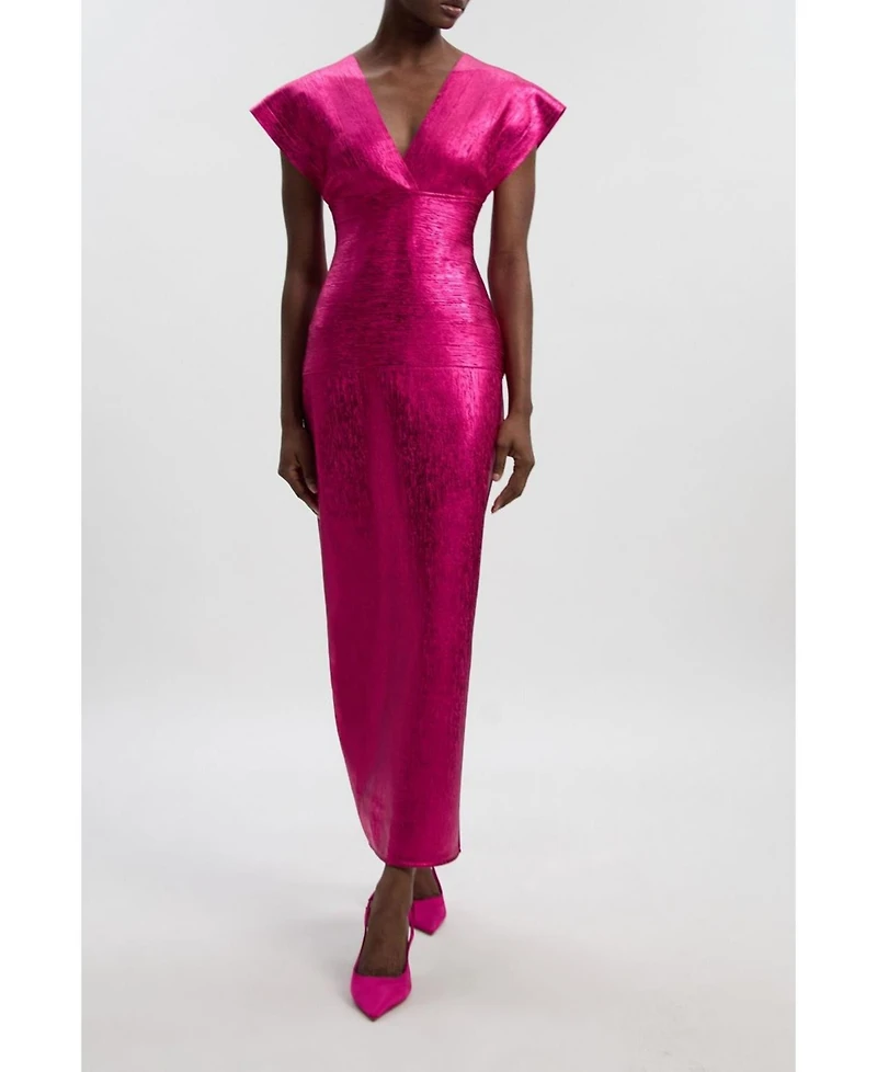 Karen Millen Women's Deep V-Neck Angel Sleeve Maxi Dress