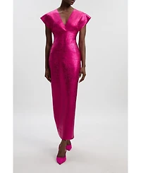 Karen Millen Women's Deep V-Neck Angel Sleeve Maxi Dress