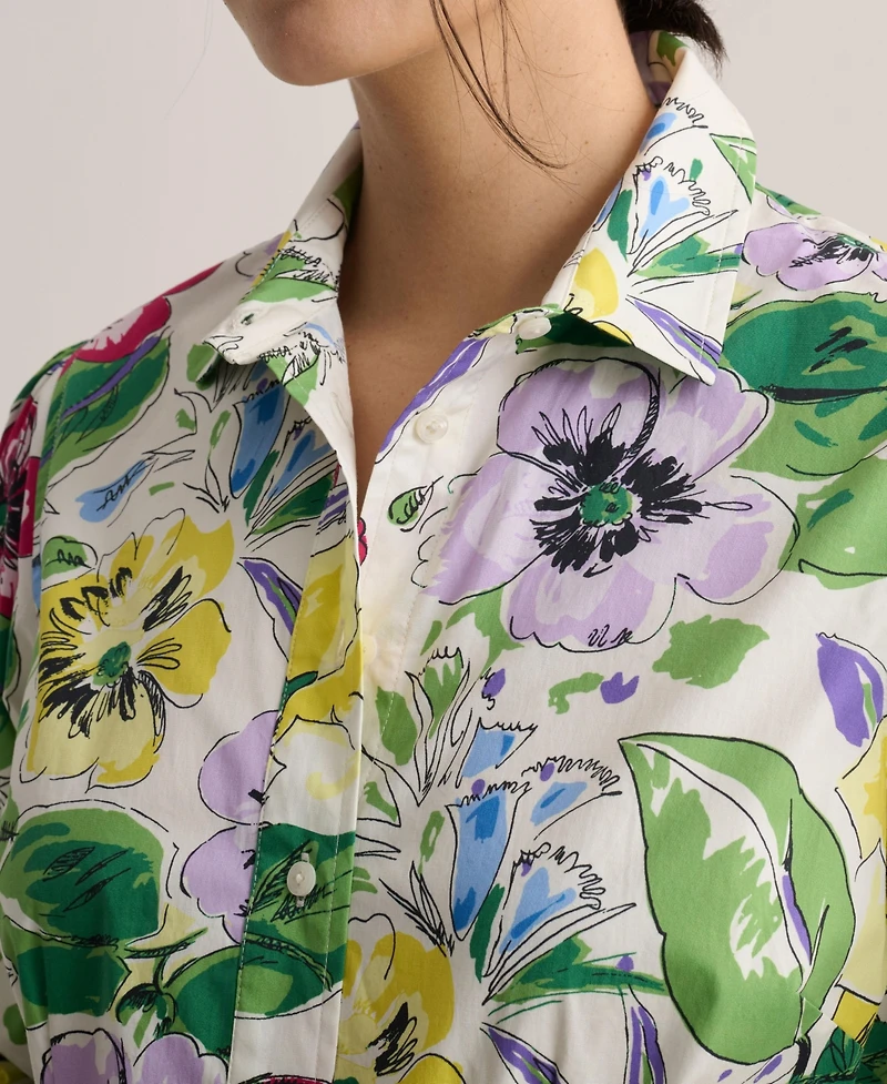 UNTUCKit Women's Stretch Cotton Floral Mariah Shirt Dress