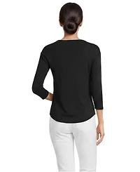 Lands' End Women's Petite 3/4 Sleeve Lightweight Jersey Shirttail Tee
