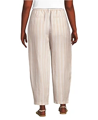 Lands' End Women's Linen High Rise Pleated Barrel Leg Ankle Pants