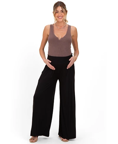 Pinkblush Smocked Waist Wide Leg Maternity Pants