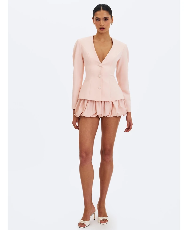 Miss Circle Women's Savannah Tulip Pink Peplum Blazer
