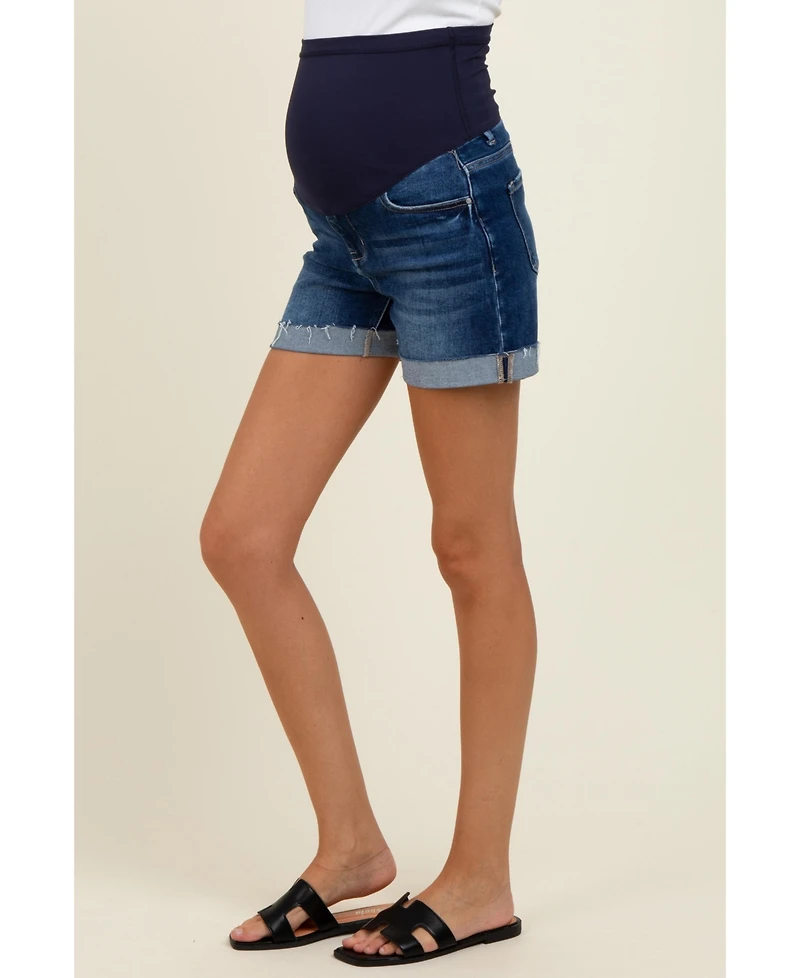 Pinkblush Maternity Cuffed Raw Hem Denim Shorts