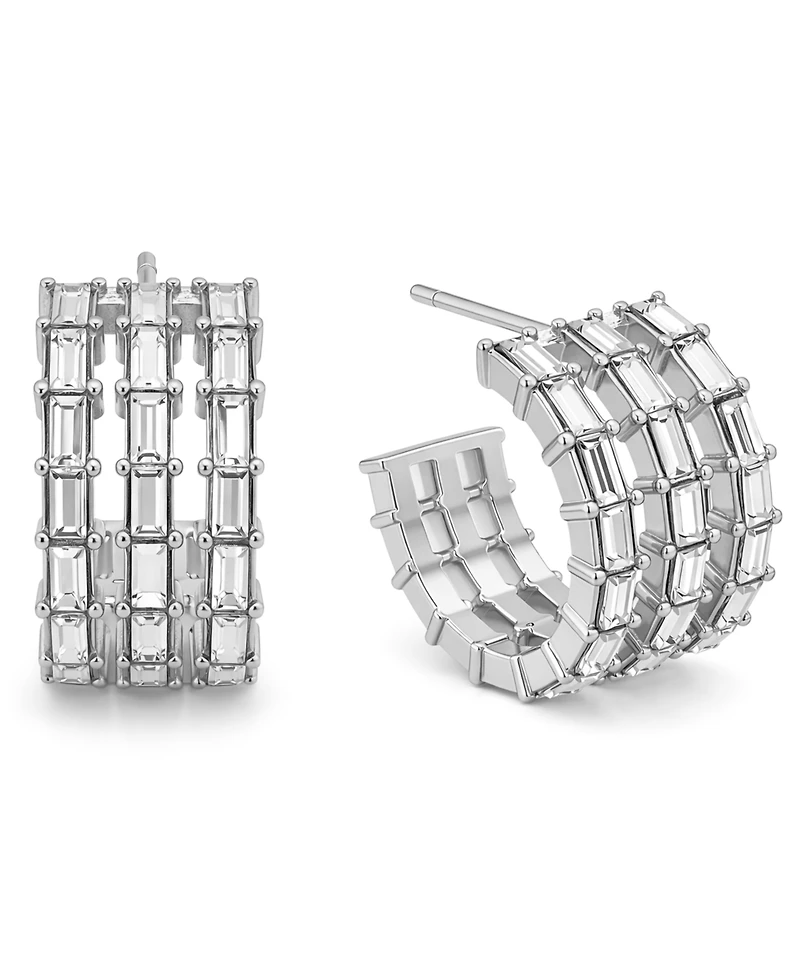 And Now This Triple Row Baguette Hoop Earrings