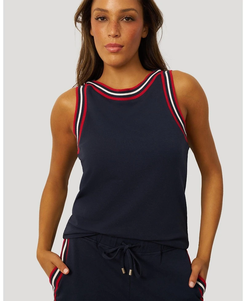Cable & Gauge Women's Sporty Stripe Trim Tank