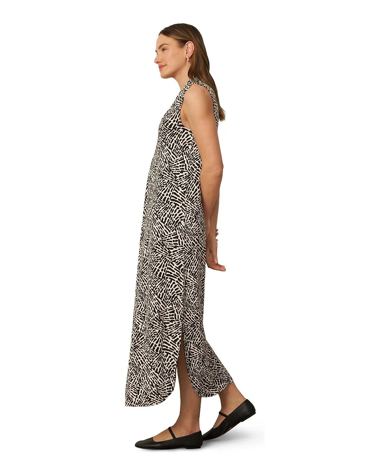 Cable & Gauge Women's Invert Pleat Printed Maxi Dress